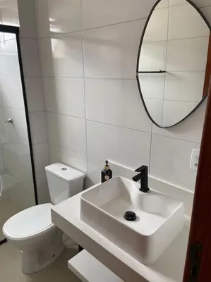 Uma casa de banho em Apto 500m praia de Palmas