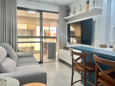 Uma área de estar em Lindo! Apto em Home Club em Palmas - OJ08I