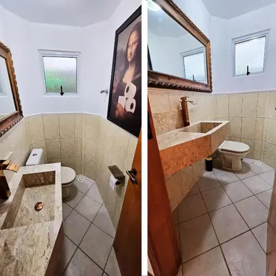 Uma casa de banho em Casa com Jacuzzi em Bombas