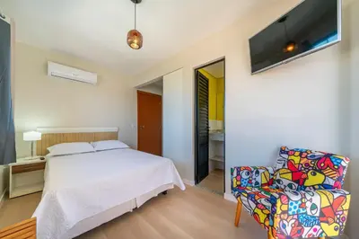 Uma cama ou camas num quarto em #PDS3 - (Refúgio e Mar) Hospedagem em Canto Grande, Bombinhas
