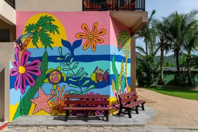 Um jardim no exterior de #PDS3 - (Refúgio e Mar) Hospedagem em Canto Grande, Bombinhas