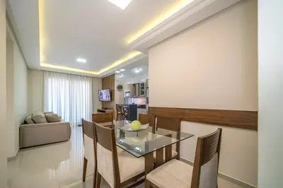 Uma televisão e/ou sistema de entretenimento em Apartamento Palazzo Em bombinhas