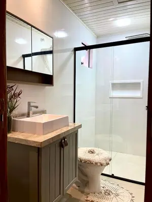 Uma casa de banho em Casa com 2 quartos Recanto Praia das Vieiras - Porto Belo