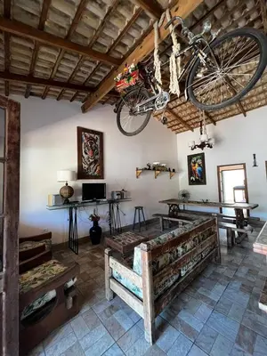 A planta de Casa Praia de Bombas 6 Pessoas - Casa Bicicleta