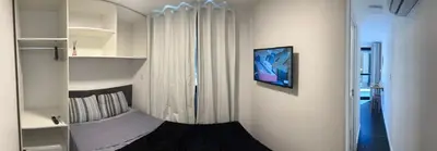 A planta de House Box 03 a 950 mt do mar, ar- condicionado, TV smart, cozinha privativa