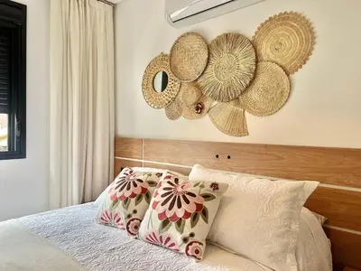 Uma cama ou camas num quarto em Perfeito! Apto estiloso em Palmas - NI01I