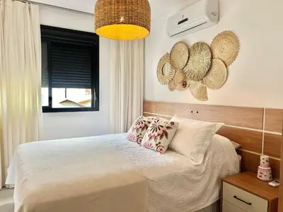 Uma cama ou camas num quarto em Perfeito! Apto estiloso em Palmas - NI01I