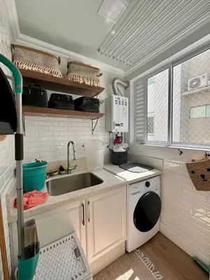 A cozinha ou kitchenette de Pé na Areia Luxo Itapema Apto
