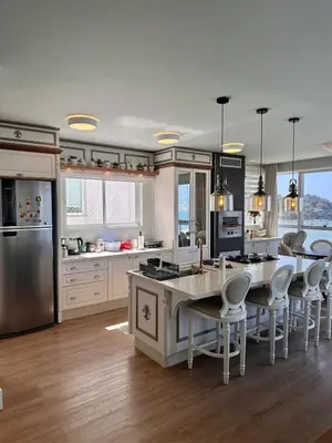 A cozinha ou kitchenette de Pé na Areia Luxo Itapema Apto