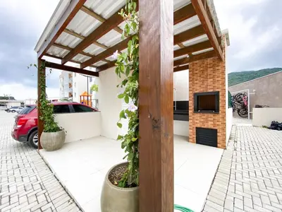A planta de Apê Novo em Porto Belo com Piscina próx Bombinhas