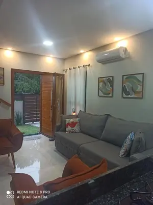 Uma área de estar em Casa Jade duplex nova com piscina em Mariscal, Bombinhas