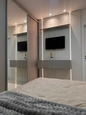 Uma cama ou camas num quarto em Apartamento alto padrão, Novo, quadra mar em Balneário Perequê, Porto Belo - SC