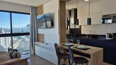 A cozinha ou kitchenette de CURTA! |165| Lindo Studio | Próx Centro de Eventos