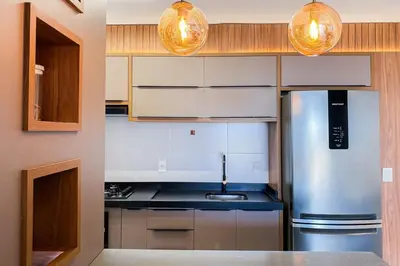 A cozinha ou kitchenette de Apartamento luxo com vista mar - 0419