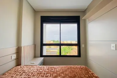 Uma cama ou camas num quarto em Apartamento luxo com vista mar - 0419