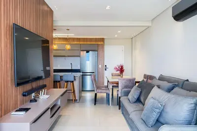 A cozinha ou kitchenette de Apartamento luxo com vista mar - 0419
