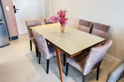 Uma área de estar em Apartamento luxo com vista mar - 0419