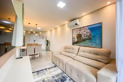 Uma área de estar em Apartamento novo em residencial com piscina - 0420