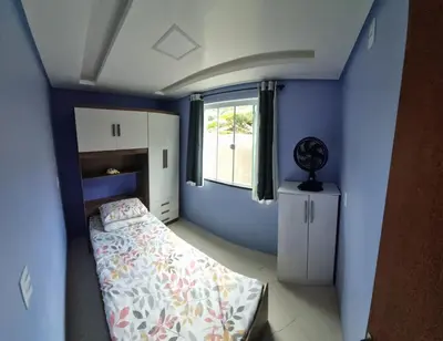 Uma cama ou camas num quarto em Casa 600 mts da praia do Simao Canto dos Ganchos