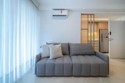 A planta de Terrazzo 408A - Apto 2 quartos em condomínio de luxo à 300 metros da Praia de Bombas