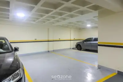 A planta de Apto 2Q c/ Churrasq. e vista 550m da Praia OMC1303