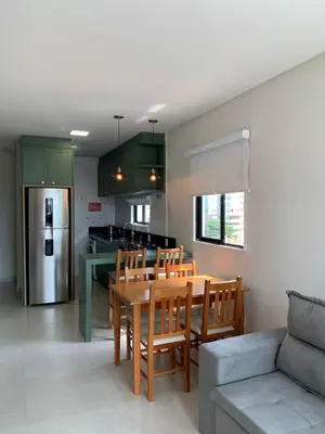 A cozinha ou kitchenette de Apartamento perto da praia Porto Belo, Santa Catarina