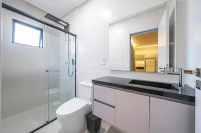 Uma casa de banho em 310 Flat Moderno e Bem Localizado a 120 metros da praia de Bombinhas Até 4 Pessoas