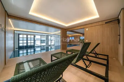 O centro de fitness e/ou as comodidades de fitness de 413 Flat Moderno e Bem Localizado a 120 metros da praia de Bombinhas Até 4 Pessoas