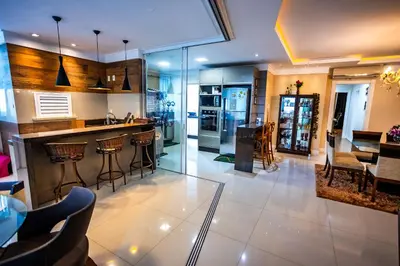 A cozinha ou kitchenette de Apt 3 en-suites - Meia Praia
