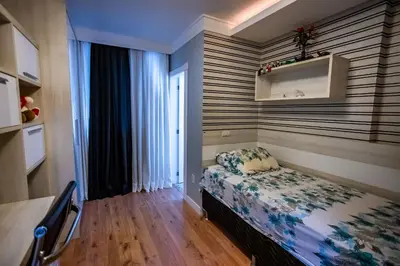 Uma cama ou camas num quarto em Apt 3 en-suites - Meia Praia