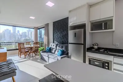 A cozinha ou kitchenette de Apto c/ Churrasq. 350m da Praia PDP0301