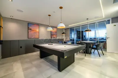 A planta de Extraordinário Flat para duas pessoas, localizada entre as praias de Bombas e do Centro de Bombinhas