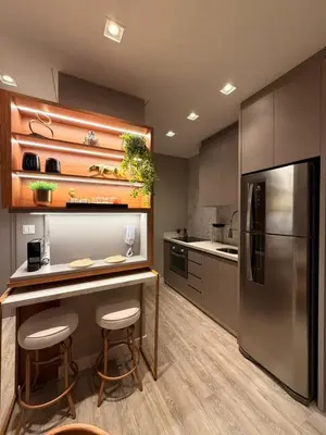 A cozinha ou kitchenette de Seu Refúgio de Luxo a Passos do Mar em Itapema