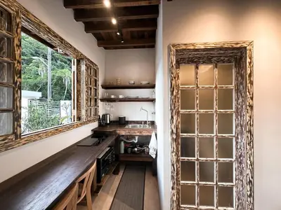 A cozinha ou kitchenette de Cabana Com Hidro Na Natureza - Baoba Suites