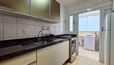 A cozinha ou kitchenette de Pé na Areia c/ Churrasqueira | 3 Quartos + Vaga