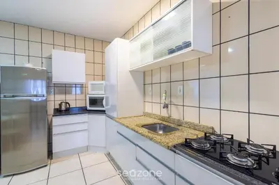 A cozinha ou kitchenette de Apto Beira-Mar c/ Vista p/ Praia VTE0301