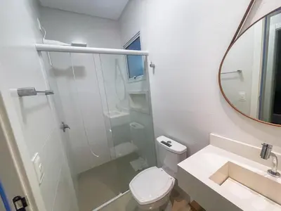 Uma casa de banho em Ap com piscina privada 400m da praia de Palmas - 0163