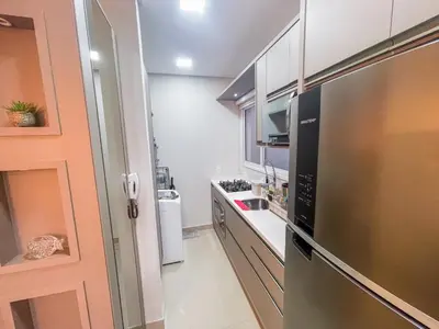 A cozinha ou kitchenette de Ap com piscina privada 400m da praia de Palmas - 0163