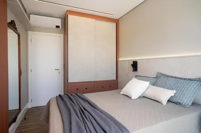 Uma cama ou camas num quarto em Apto Garden na Praia de Palmas - 0185