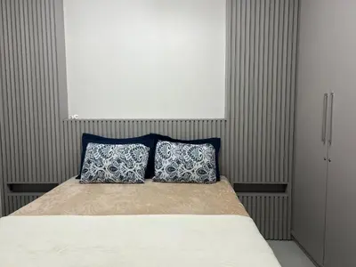 Uma cama ou camas num quarto em Piscina no condomínio! Apto em Palmas! VZ01I