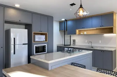 A cozinha ou kitchenette de Apto térreo garden com jacuzzi privativa - 0488