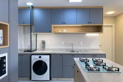 A cozinha ou kitchenette de Apto térreo garden com jacuzzi privativa - 0488