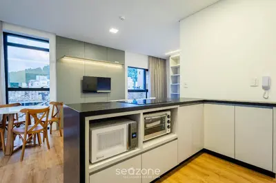 A cozinha ou kitchenette de Studio c/ churrasqueira a 220m da Praia SFR0302