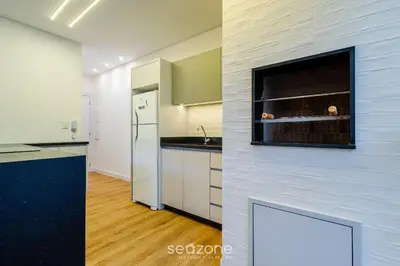 A cozinha ou kitchenette de Studio c/ churrasqueira a 220m da Praia SFR0302