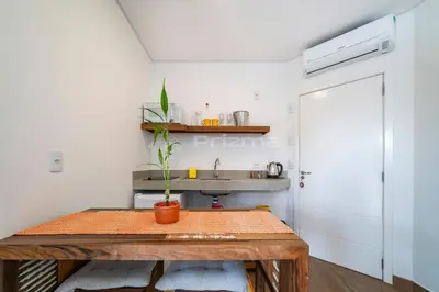 A cozinha ou kitchenette de Flat em Residencial - Entre Bombinhas e 4 Ilhas