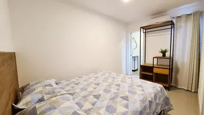 Uma cama ou camas num quarto em Casa com acesso praia de Zimbros