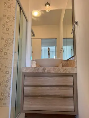 Uma casa de banho em Charmoso e confortável apê na praia de Palmas