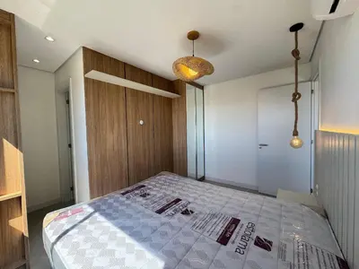A planta de Oásis do Atlântico 301 B - Apartamento decorado com 3 dormitórios em um condomínio clube na Praia de Palmas.