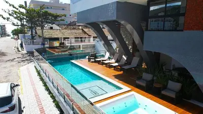 A planta de Excelente apartamento em Bombas com piscina
