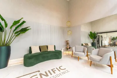A planta de Excelente apartamento em Bombas com piscina